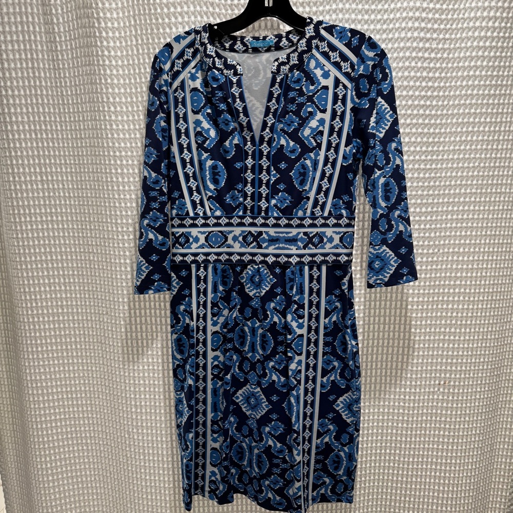 J. McLaughlin Blue Patterned Women's Dress